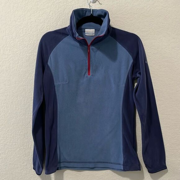COLUMBIA Slate Blue/Navy/Red Thin 1/4 Fleece Jacket/Base Layer, Size S - Picture 1 of 7